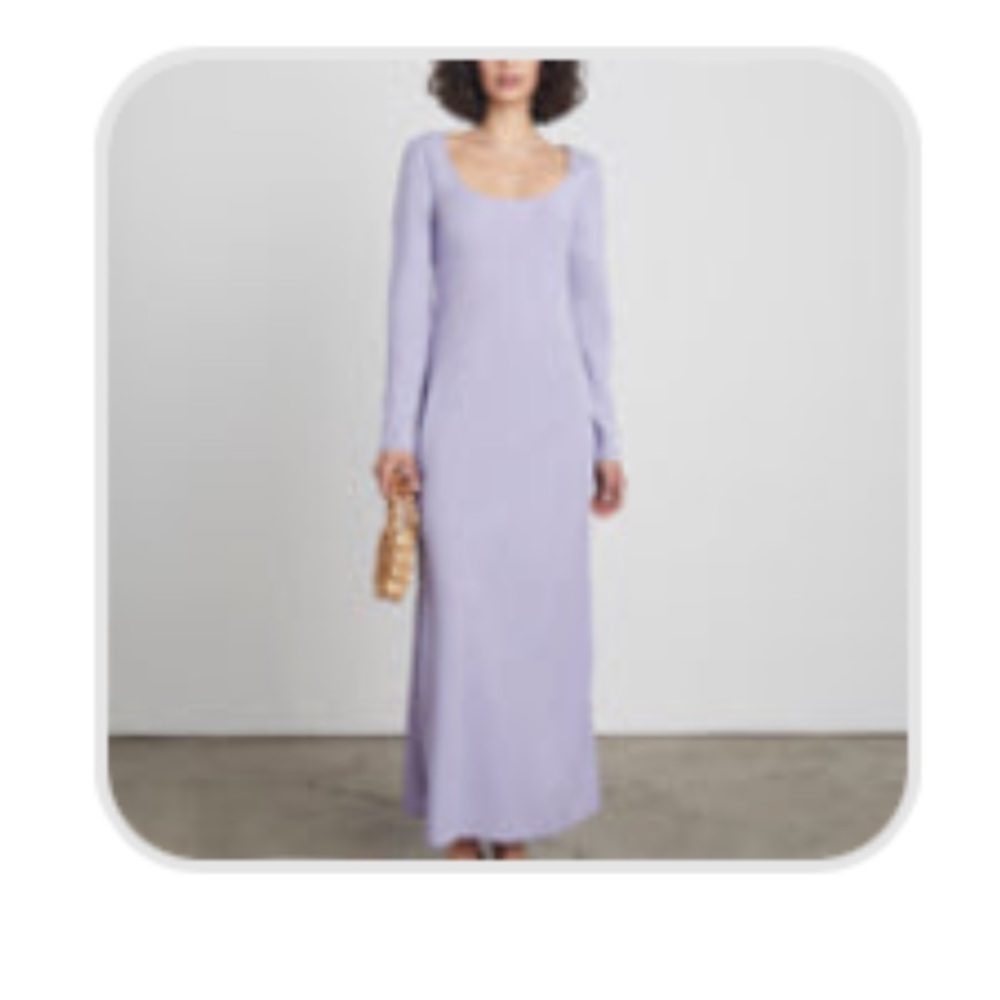 Florence Long-Sleeve Washed Silk-Blend Midi Dress ~ Light Purple